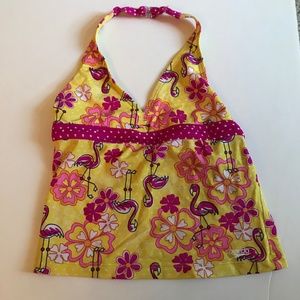 Speedo Yellow Pink Flamingo Swim Tankini Top 14 G